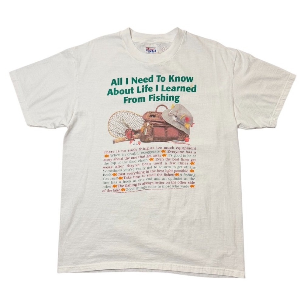 Vintage 90s NWT Deadstock Sport Fishing Life Hobby Souvenir Art Graphic T-shirt